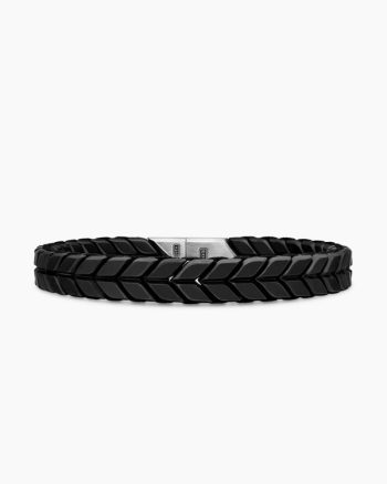 Chevron Woven Bracelet|Black Titanium and Black Nylon, 9mm