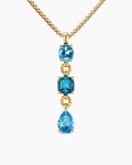Marbella Y Pendant|18K Yellow Gold with Blue Topaz and Hampton Blue Topaz, 57.8mm