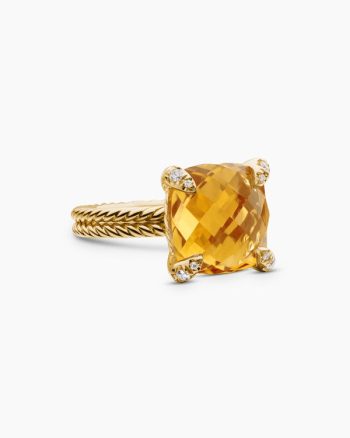 Chatelaine® Ring|18K Yellow Gold with Citrine and Diamonds, 11mm