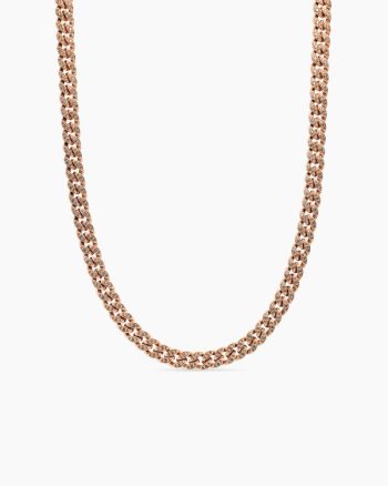 Curb Chain Necklace|18K Rose Gold with Cognac Diamonds, 7mm