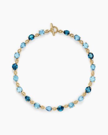 Marbella Toggle Necklace|18K Yellow Gold with Blue Topaz and Hampton Blue Topaz