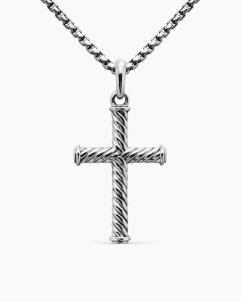 Cable Cross Pendant|Sterling Silver, 35mm