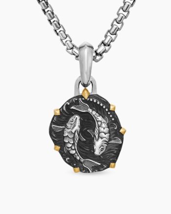 Pisces Amulet|Sterling Silver with 18K Yellow Gold, 23mm