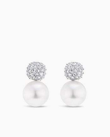 DY Lumina Pearl Reverse Set Drop Earrings|White Gold with Diamonds