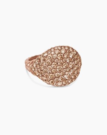 Pavé Pinky Ring|18K Rose Gold with Cognac Diamonds, 13mm