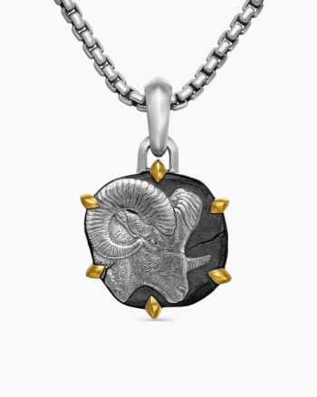 Aries Amulet|Sterling Silver with 18K Yellow Gold, 23mm
