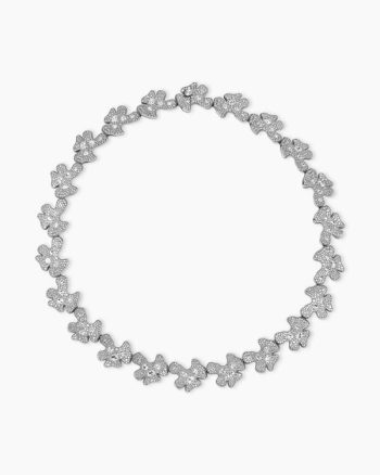 Petals Single Row Necklace|White Gold with Rhodiated Black and Diamonds