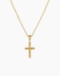 Cable Cross Pendant Necklace|18K Yellow Gold, 17.5mm