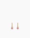 Petite Starburst Drop Earrings|18K Yellow Gold with Pink Sapphires, 18.1mm