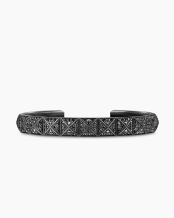 Pyramid Cuff Bracelet|Black Titanium with Black Diamonds, 9.3mm