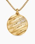 Cable Edge® Pendant|18K Yellow Gold with Diamonds, 37mm