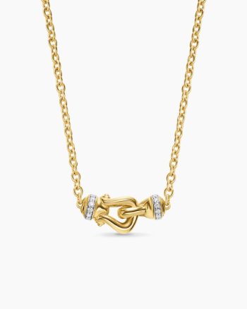 Petite Buckle Necklace|18K Yellow Gold with Diamonds, 16.3mm