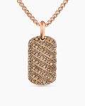Sculpted Cable Tag|18K Rose Gold with Cognac Diamonds, 27mm