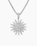 Starburst Pendant Necklace|18K White Gold with Diamonds, 20mm