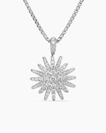 Starburst Pendant Necklace|18K White Gold with Diamonds, 20mm