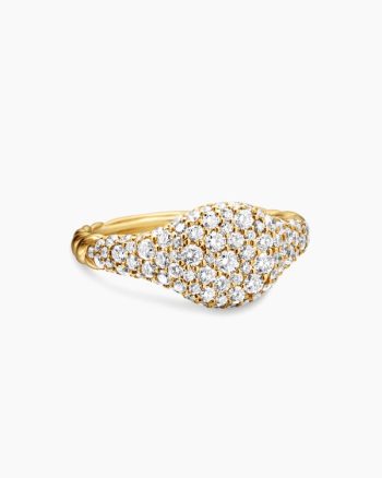 Petite Pavé Pinky Ring|18K Yellow Gold with Diamonds, 7mm