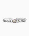 Classic Cable Station Bracelet|Sterling Silver with 18K Yellow Gold and Pavé Diamonds, 7mm