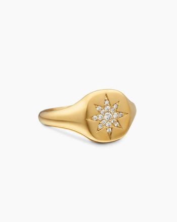 Cable Collectibles® Compass Pinky Ring|18K Yellow Gold with Diamonds, 9.7mm