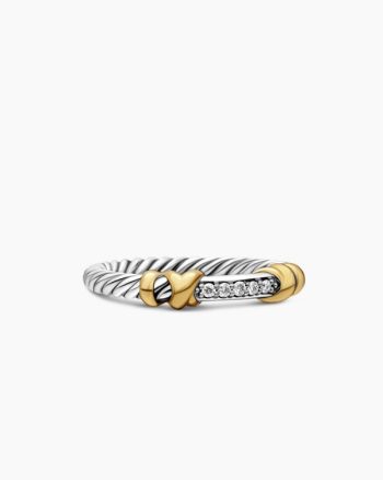 Petite Helena Wrap Band Ring|Sterling Silver with 18K Yellow Gold and Diamonds, 4mm