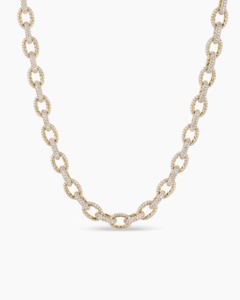 Pavé Link Chain Necklace|Yellow Gold with Diamonds