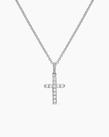 Cable Collectibles® Cross Necklace|18K White Gold with Diamonds, 17mm
