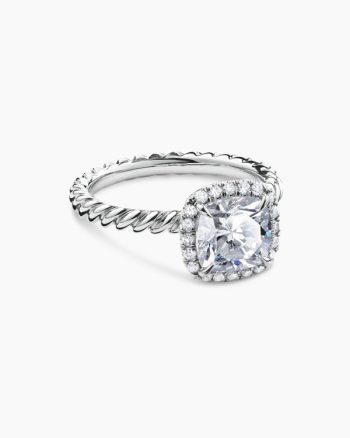 DY Cable Halo Engagement Ring|Platinum, Cushion Cut
