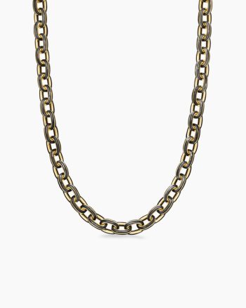 Streamline® Oval Link Necklace|18K Yellow Gold with Forged Carbon, 8.5mm