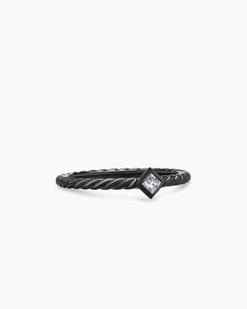 Petite Modern Renaissance® Stack Ring|Black Titanium with Diamond, 4.9mm
