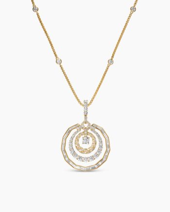 Stax Round Pendant Necklace|Yellow Gold with Diamonds
