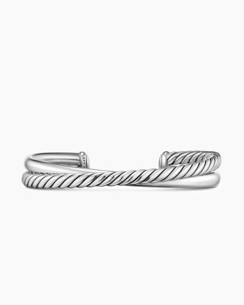 Crossover Two Row Cuff Bracelet|Sterling Silver, 10.7mm