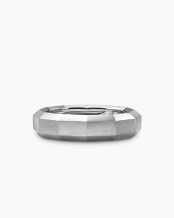 Faceted Band Ring|18K White Gold, 6mm