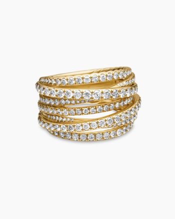Pavé Crossover Ring|18K Yellow Gold with Diamonds, 16mm