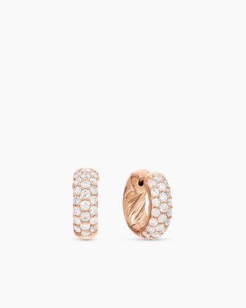 DY Mercer® Micro Hoop Earrings|18K Rose Gold with Diamonds, 13.5mm