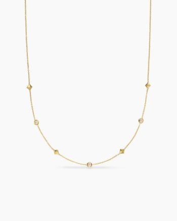 Petite Modern Renaissance® Pyramid Station Necklace|18K Yellow Gold with Diamonds, 4.6mm