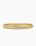 Sculpted Cable X Center Station Bracelet|18K Yellow Gold with Diamonds, 6.2mm