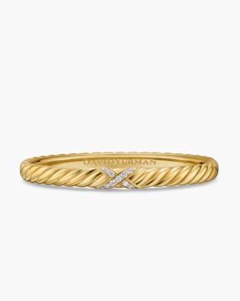 Sculpted Cable X Center Station Bracelet|18K Yellow Gold with Diamonds, 6.2mm