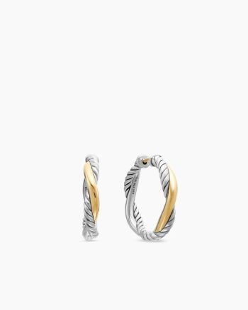 Petite Infinity Hoop Earrings|Sterling Silver with 14K Yellow Gold, 17.3mm