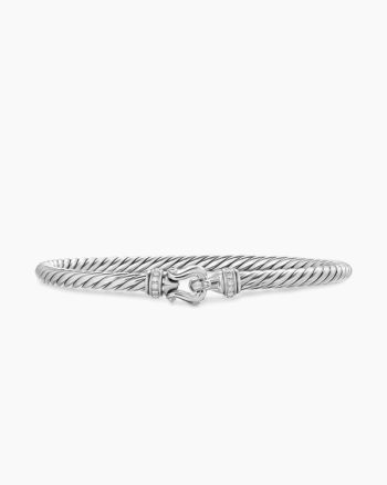 Cable Flex® Buckle Bracelet|Sterling Silver with Diamonds, 4mm