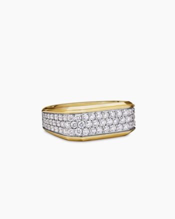 Streamline® Signet Ring|18K Yellow Gold with Diamonds, 10mm