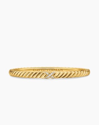 Sculpted Cable X Bracelet|18K Yellow Gold with Diamonds, 4.6mm