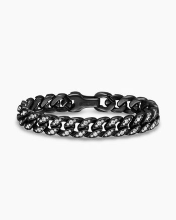 Curb Chain Bracelet|Black Titanium with Diamonds, 11.5mm