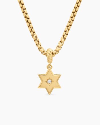 Star of David Amulet|18K Yellow Gold with Center Diamond, 13.2mm