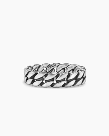 Curb Chain Band Ring|Sterling Silver, 6mm