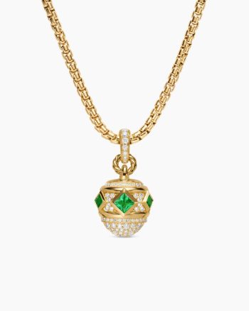 Renaissance® Pavé Amulet|18K Yellow Gold with Emeralds and Diamonds, 17mm