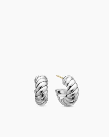 Sculpted Cable Shrimp Earrings|Sterling Silver, 20.5mm