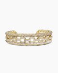 Stax Three Row Cuff Bracelet|Yellow Gold with Diamonds
