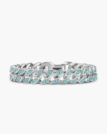 Curb Chain Bracelet|18K White Gold with Paraiba Tourmalines, 11.5mm
