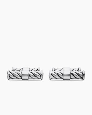 Sculpted Cable Elongated Cufflinks|Sterling Silver, 22mm