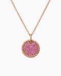 Cable Collectibles® Pavé Plate Necklace|18K Rose Gold with Pink Sapphires, 11mm