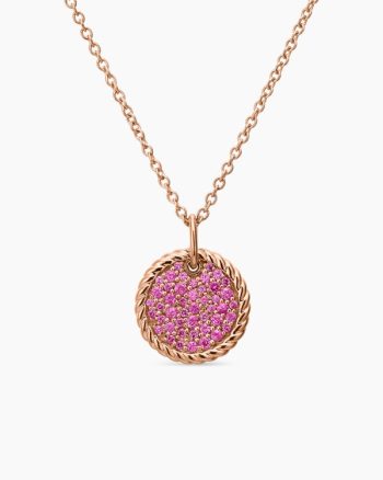 Cable Collectibles® Pavé Plate Necklace|18K Rose Gold with Pink Sapphires, 11mm